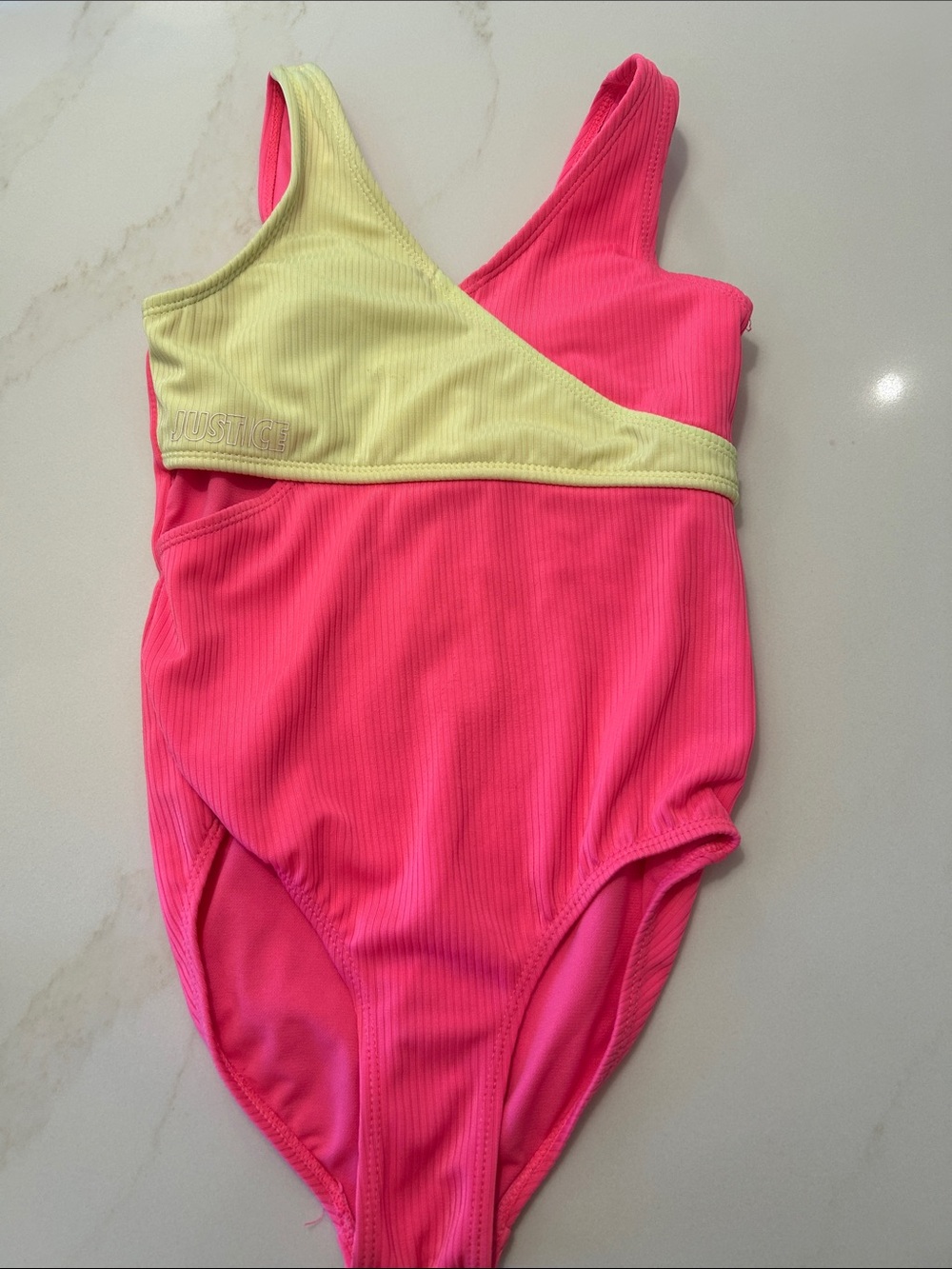 Justice girls size M Neon Pink & Lime Girls One-Piece Swimsuit